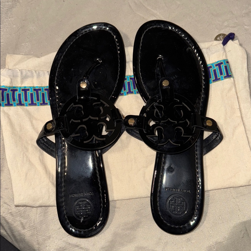 Tory Burch Black Patent Sandals